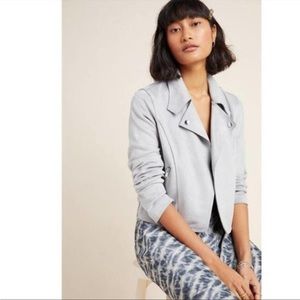 Anthropologie Gray Faux Suede  Crop Moto Jacket